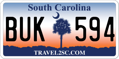 SC license plate BUK594