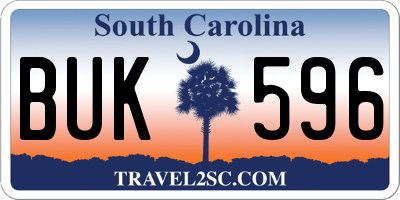 SC license plate BUK596