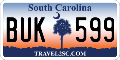 SC license plate BUK599