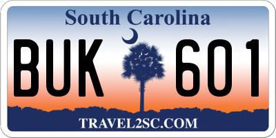 SC license plate BUK601