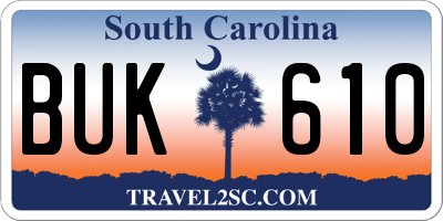 SC license plate BUK610