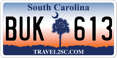 SC license plate BUK613