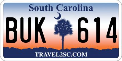 SC license plate BUK614