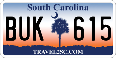 SC license plate BUK615