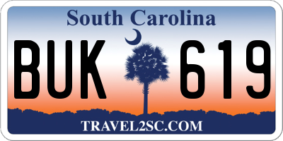 SC license plate BUK619