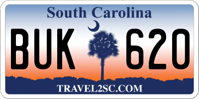 SC license plate BUK620