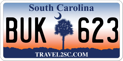 SC license plate BUK623