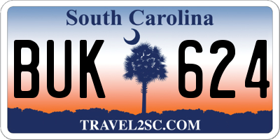 SC license plate BUK624