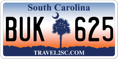 SC license plate BUK625