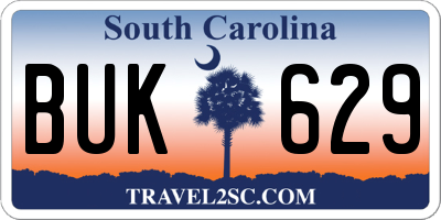 SC license plate BUK629