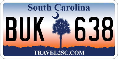 SC license plate BUK638