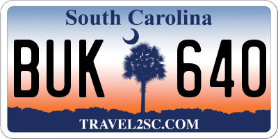 SC license plate BUK640