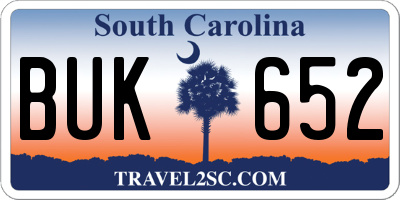 SC license plate BUK652