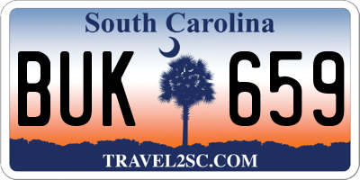 SC license plate BUK659