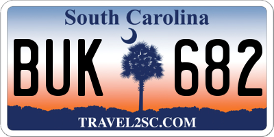 SC license plate BUK682