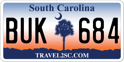 SC license plate BUK684
