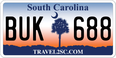 SC license plate BUK688