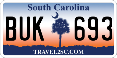 SC license plate BUK693