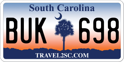SC license plate BUK698