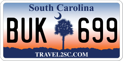 SC license plate BUK699