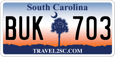 SC license plate BUK703