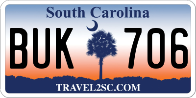 SC license plate BUK706