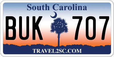 SC license plate BUK707