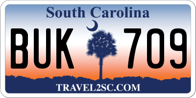 SC license plate BUK709