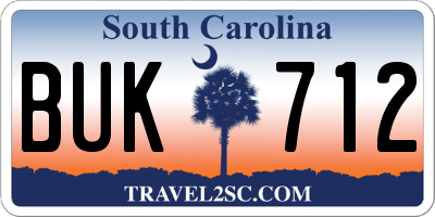 SC license plate BUK712