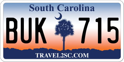 SC license plate BUK715
