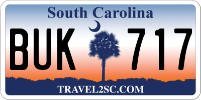 SC license plate BUK717