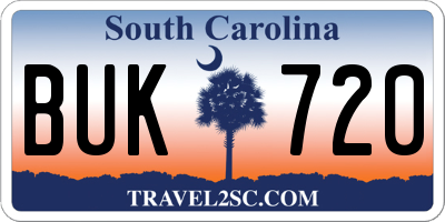 SC license plate BUK720