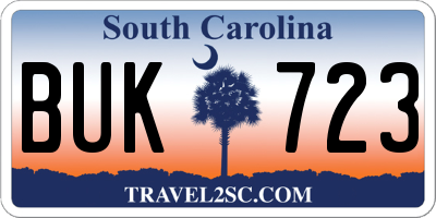 SC license plate BUK723