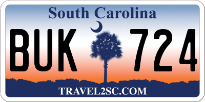 SC license plate BUK724
