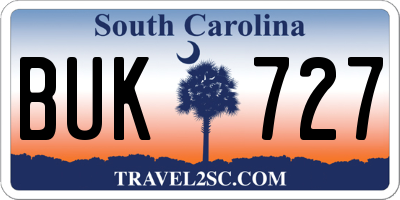 SC license plate BUK727