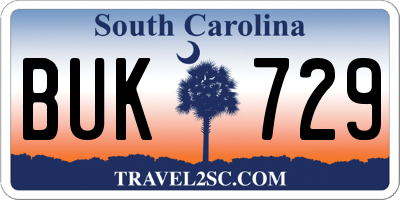 SC license plate BUK729