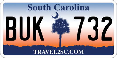SC license plate BUK732