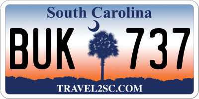 SC license plate BUK737