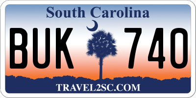 SC license plate BUK740