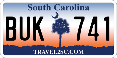 SC license plate BUK741