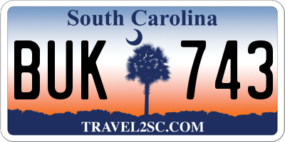 SC license plate BUK743