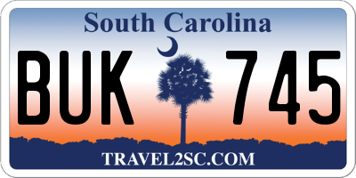 SC license plate BUK745