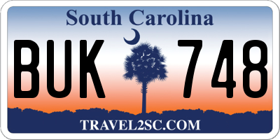 SC license plate BUK748