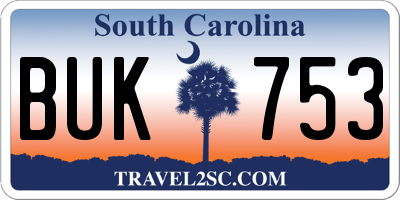 SC license plate BUK753