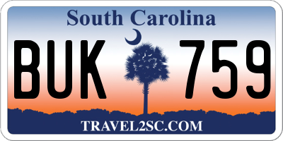 SC license plate BUK759