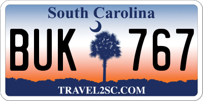 SC license plate BUK767