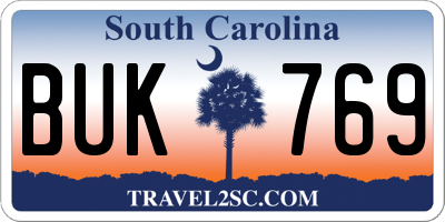 SC license plate BUK769