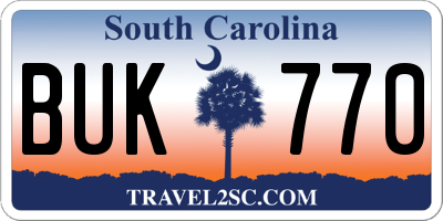 SC license plate BUK770