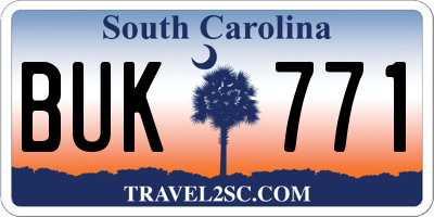 SC license plate BUK771