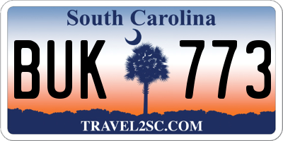 SC license plate BUK773